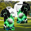 BlueJose Thunder Strike Golf Polo Customized Name, Team Name 3D Shirts (4 Colors)