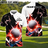 BlueJose Thunder Strike Golf Polo Customized Name, Team Name 3D Shirts (4 Colors)