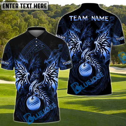 BlueJose Dragon Fairway Golf Polo Customized Name, Team Name 3D Shirts (4 Colors)