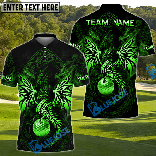 BlueJose Dragon Fairway Golf Polo Customized Name, Team Name 3D Shirts (4 Colors)
