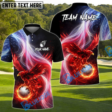 BlueJose Phoenix Fire Golf Polo Customized Name, Team Name Shirts