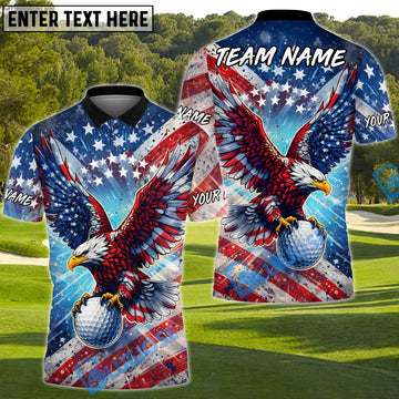 BlueJose American Thunder Eagle Golf Polo Customized Name, Team Name Shirts