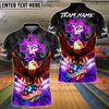 BlueJose Bowling & Pins Flame Eagle American Cross God Customized Name, Team Name 3D Shirt (4 Colors)