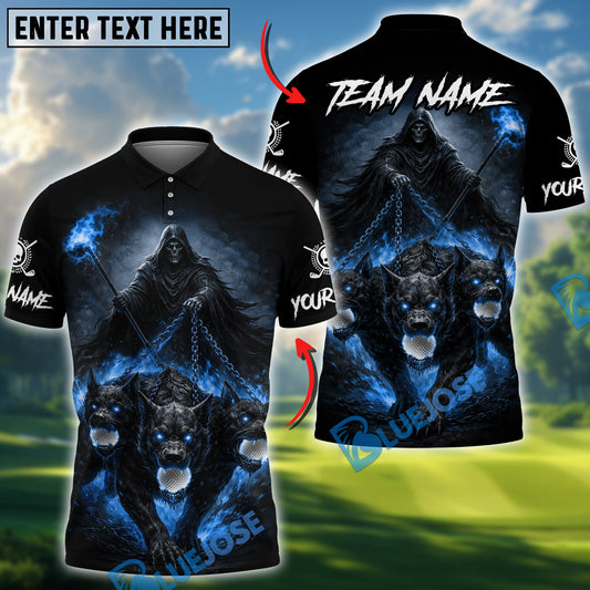 BlueJose Shadow Reaper Golf Polo Personalized Name, Team Name 3D Shirt (4 Colors)