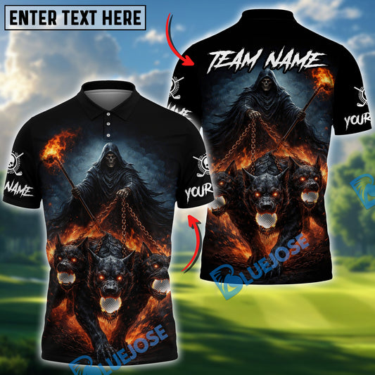 BlueJose Shadow Reaper Golf Polo Personalized Name, Team Name 3D Shirt (4 Colors)