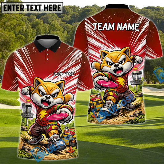 BlueJose Shiba Inu Disc Golf Action Polo Personalized Name, Team Name 3D Shirt (4 Colors)