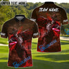 BlueJose Shadow Skeleton Disc Golf Polo Shirt Personalized Name, Team Name 3D Shirt (4 Colors)