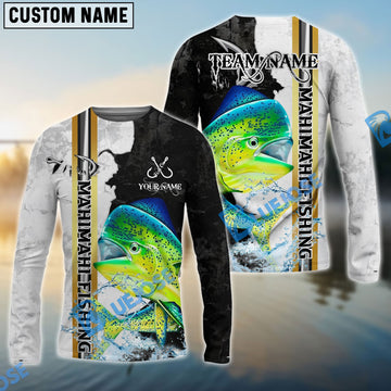Bluejose Mahi-Mahi Fishing Split Grunge Splash Design Custom Name & Team Name 3D Shirts