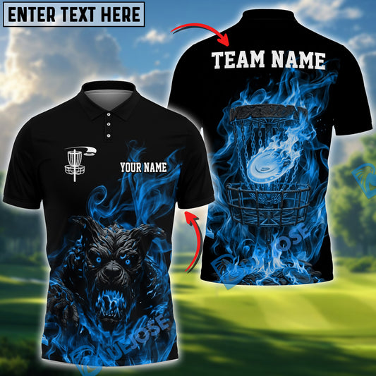 BlueJose Hellfire Bulldog Disc Golf Polo Personalized Name, Team Name 3D Shirt (4 Colors)