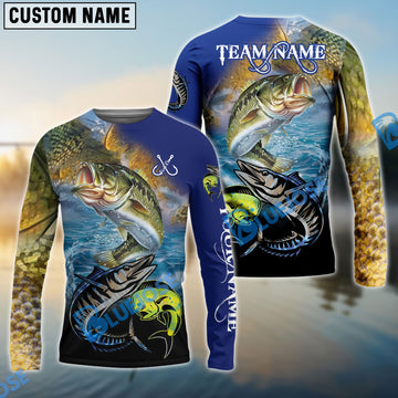 Bluejose Bass Fishing Ocean & Lake Custom Name & Team Name 3D Shirts