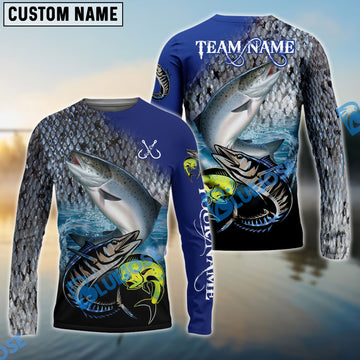 Bluejose Salmon Fishing Ocean & Lake Custom Name & Team Name 3D Shirts