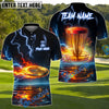 BlueJose Lightning Strike Disc Golf Polo Personalized Name, Team Name 3D Shirt (4 Colors)