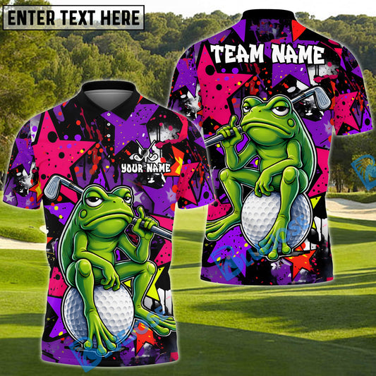 BlueJose Graffiti Frog Golf Polo Personalized Name, Team Name 3D Shirt (4 Colors)