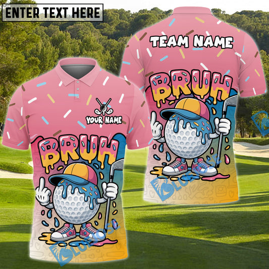BlueJose Funny Bruh Golfer Polo Personalized Name, Team Name 3D Shirt (4 Colors)