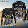 Bluejose Trout Fishing Black Gold Splash Dynamic Pattern Custom Name & Team Name 3D Shirts