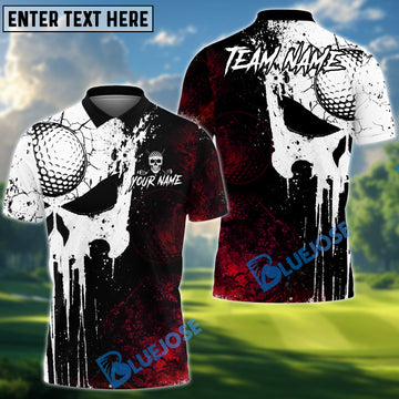 BlueJose Golf Grunge Punisher Skull Design Personalized Name, Team Name 3D Shirt (4 Colors)
