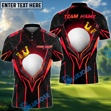 BlueJose Golf King Crown Design Personalized Name, Team Name 3D Shirt (4 Colors)