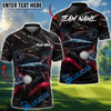 BlueJose Golf Hell Flame Shark Design Personalized Name, Team Name 3D Shirt (4 Colors)