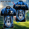 BlueJose Golf Flaming Wolf Design Personalized Name, Team Name 3D Shirt (4 Colors)