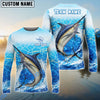 Bluejose Fishing White Blue Ocean Splash Custom Name & Team Name 3D Shirts (12 Breeds)
