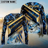 Bluejose Fishing Navy Hexagon Gold Stripe Custom Name & Team Name 3D Shirts (12 Breeds)