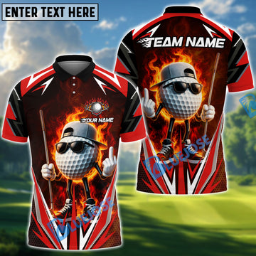 BlueJose Golf Flaming Ball Cool Style Personalized Name, Team Name 3D Shirt (4 Colors)