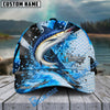 BlueJose Fishing Hook Blue Scale Water Splash Personalized Cap (13 Breeds)