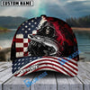 BlueJose Fishing Grunge American Flag Reaper Personalized Cap (13 Breeds)