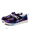 BlueJose Billiards Ball 8 Fire Skull US Flag Purple White Canvas Loafer Shoes