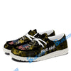 BlueJose Billiards Ball 8 Fire Skull US Flag Yellow White Canvas Loafer Shoes