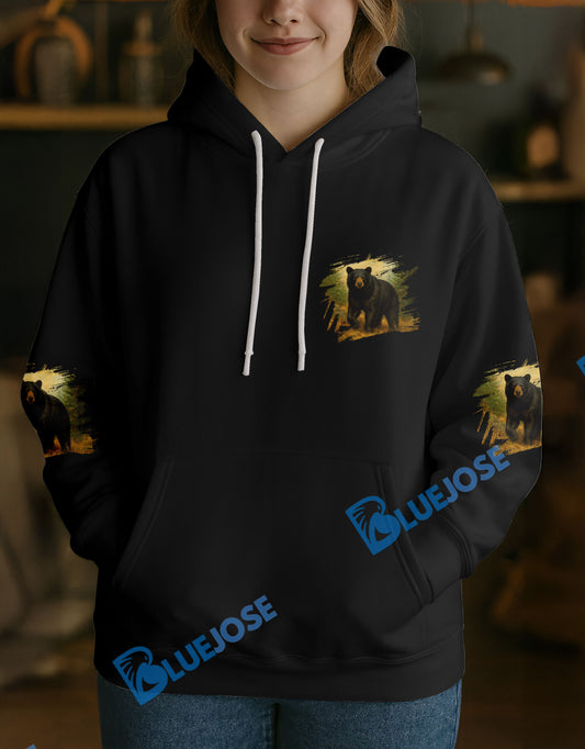 BlueJose Black Bear Hunter Personalized Name Hoodie For Hunting Lover