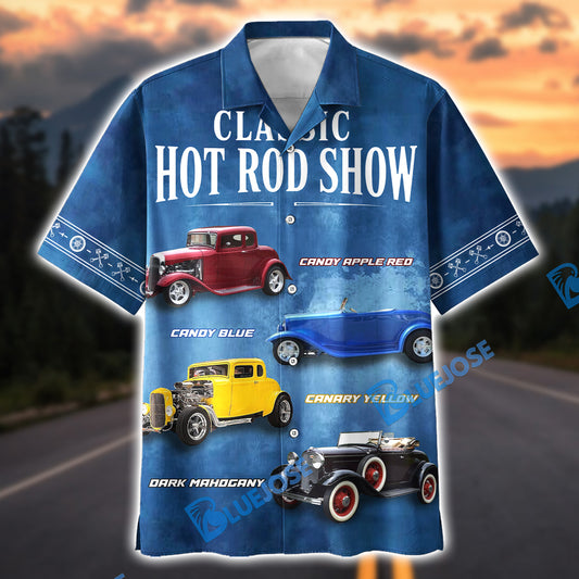 Bluejose Retro Hot Rod Car Lover - Customized Car Photo Hawaiian Shirt