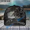 BlueJose Fishing Reaper Cracked Steel Skull Artwork Personalized Name Classic 3D Cap (13 Breeds)