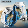 Bluejose Bass Fishing White Blue Lava Sport Custom Name & Team Name 3D Shirts