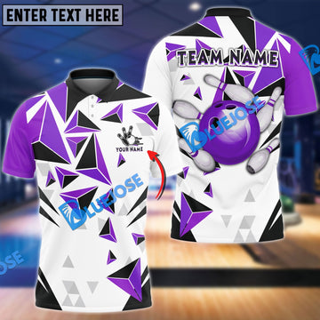 BlueJose Bowling And Pins Diamond Leaves Pattern Customized Name 3D Shirt (5 Colors)