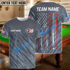BlueJose Billiards Ball 8 American Flag and Pool Cues Customized Name, Team Name 3D Shirt