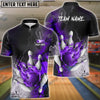 BlueJose Bowling And Pins Fire Lava Smoke Multicolor Customized Name 3D Shirt (4 Colors)