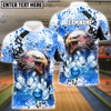 BlueJose Bowling And Pins Eagle American Flag Paint Pattern Customized Name Shirt (4 Colors)