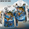 Bluejose Walleye Fishing Anchor Ocean Splash Design Name & Team Name 3D Shirts