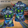 BlueJose Bowling And Pins Crazy Smile Neon Graffiti Customized Name, Team Name 3D Shirt (4 Colors)