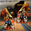 BlueJose Bowling And Pins Royal Flames Customized Name, Team Name 3D Shirt (4 Colors)