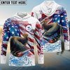 Bluejose Catfish Fishing Watercolor USA Flag Custom Name & Team Name Shirts