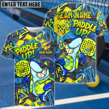 BlueJose Halloween Graffiti Shark Paddle Up Customized Name & Team Name 3D Shirts