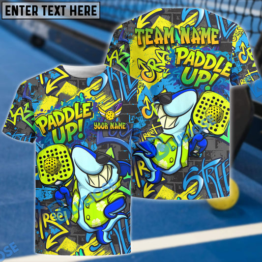 BlueJose Halloween Graffiti Shark Paddle Up Customized Name & Team Name 3D Shirts