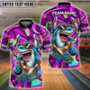 BlueJose Bowling And Pins Funny Shark Graffiti Pattern Customized Name, Team Name 3D Shirt (4 Colors)