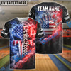 BlueJose Bowling We The People USA Fire Smoke Punisher Skull Design Personalized Name, Team Name 3D Shirt