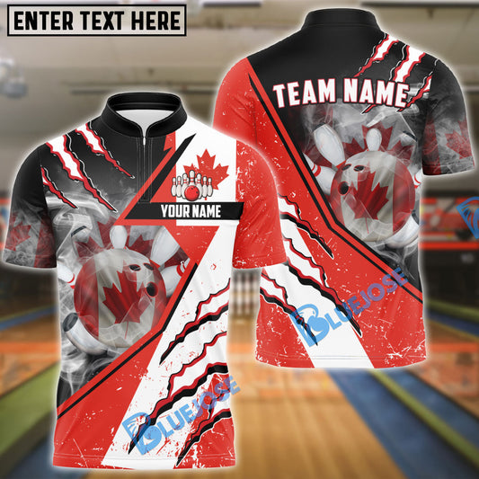 BlueJose Bowling Canadian Flag Patriot Customized Name, Team Name 3D Shirt