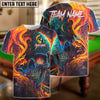 BlueJose Billiards Yin And Yang Ball 8&9 Flaming Skull Abstract Personalized Name, Team Name Unisex Shirt