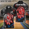 BlueJose Bowling And Pins Dragon Heart Flower Pattern Personalized Name Team Name 3D Shirt (4 Colors)