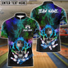 BlueJose Bowling And Pins Multicolor Skull Smoke Pattern Customized Name, Team Name 3D Shirt
